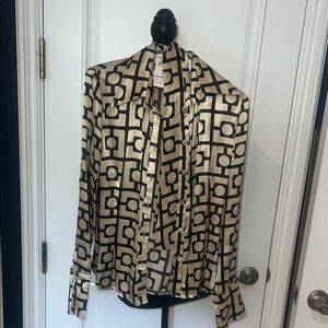 Morgan de Toi Geometric Black and Gold Blouse